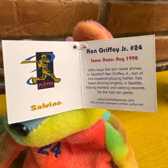Lot of 3 Ken Griffey Jr Salvino's Bamm Beanos Beanie Babies MLB Vintage 1998 NWT - Picture 4 of 5